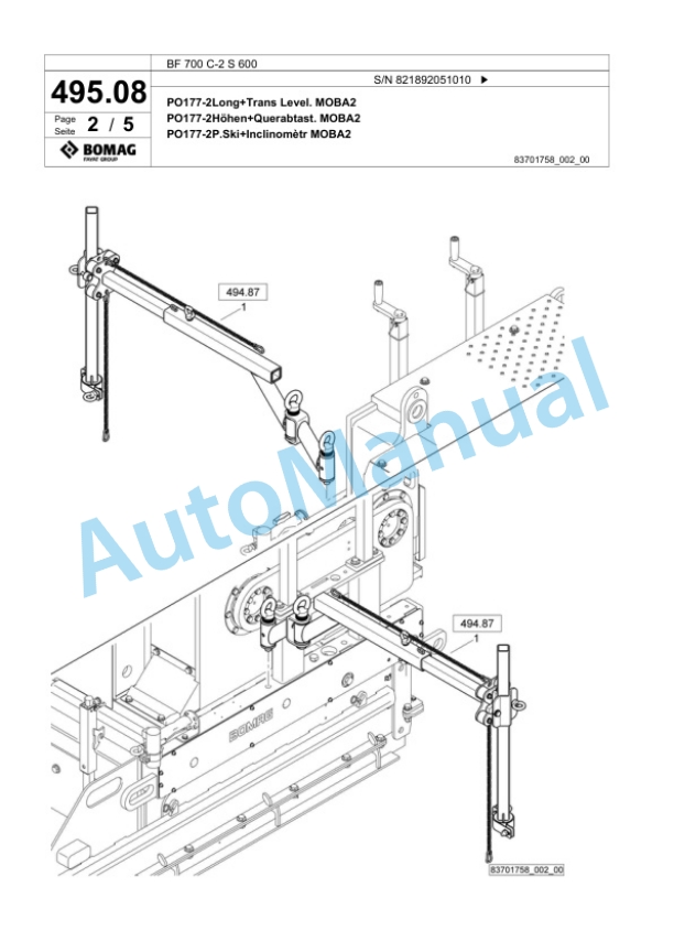 Bomag BF 700 C-2 S 600 Paver Spare Parts Catalogue 00800867 5 Bomag BF 700 C-2 S 600 Paver Spare Parts Catalogue 00800867-5