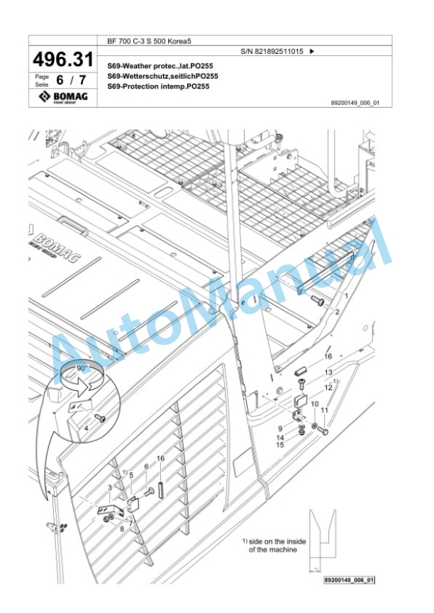 Bomag BF 700 C-3 S 500 Korea5 Paver Spare Parts Catalogue 00826693 3 Bomag BF 700 C-3 S 500 Korea5 Paver Spare Parts Catalogue 00826693-3