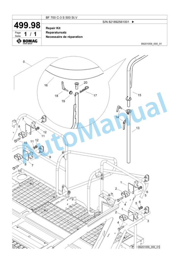 Bomag BF 700 C-3 S 500 St.V Paver Spare Parts Catalogue 00826979 5 Bomag BF 700 C-3 S 500 St.V Paver Spare Parts Catalogue 00826979-5