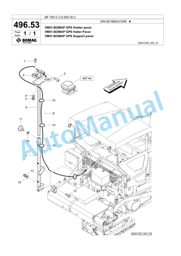 Bomag BF 700 C-3 S 600 St.V Paver Spare Parts Catalogue 00826353 4 Bomag BF 700 C-3 S 600 St.V Paver Spare Parts Catalogue 00826353-4