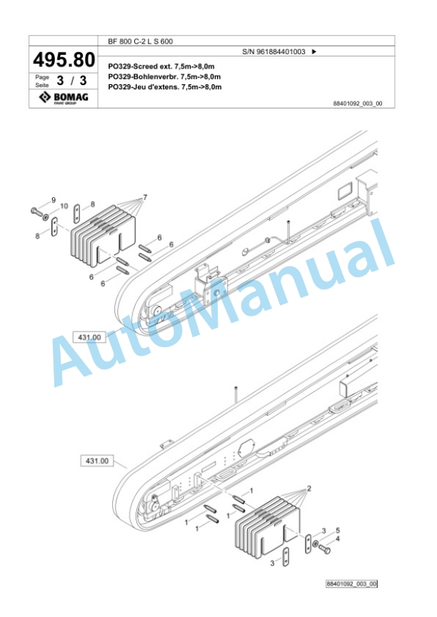 Bomag BF 800 C-2 L S 600 Paver Spare Parts Catalogue 00827007 5 Bomag BF 800 C-2 L S 600 Paver Spare Parts Catalogue 00827007-5