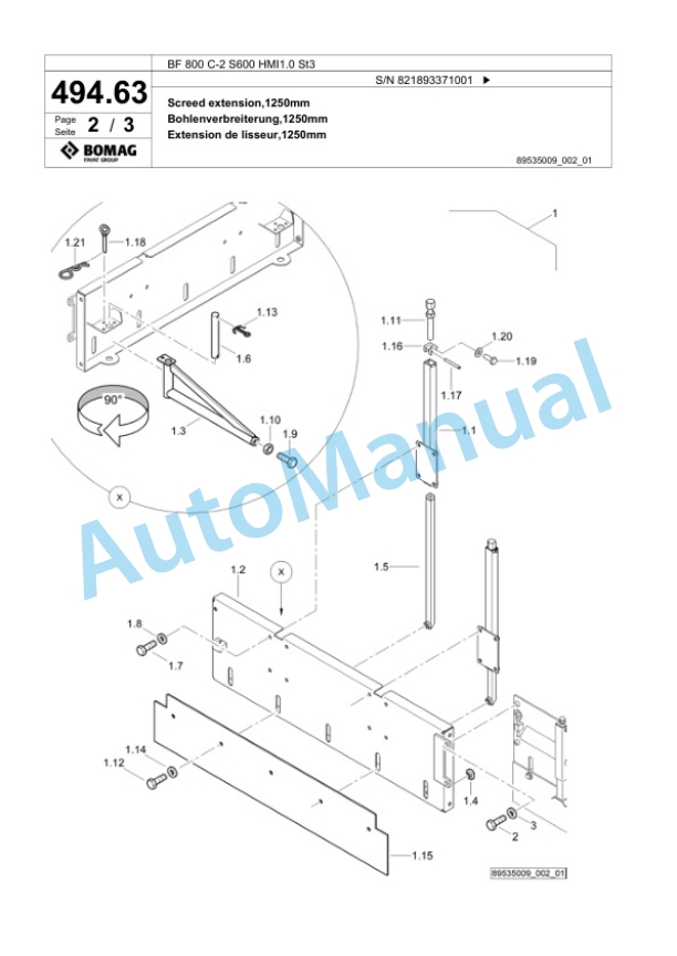 Bomag BF 800 C-2 S600 HMI1.0 St3 Paver Spare Parts Catalogue 00825861 2 Bomag BF 800 C-2 S600 HMI1.0 St3 Paver Spare Parts Catalogue 00825861-2