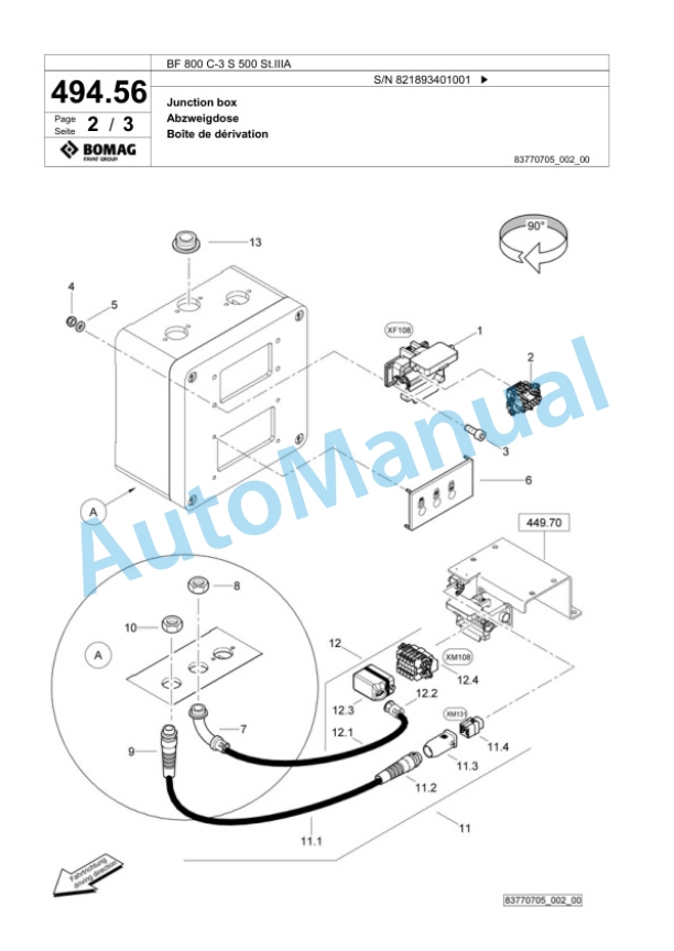 Bomag BF 800 C-3 S 500 St.IIIA Paver Spare Parts Catalogue 00826409-2