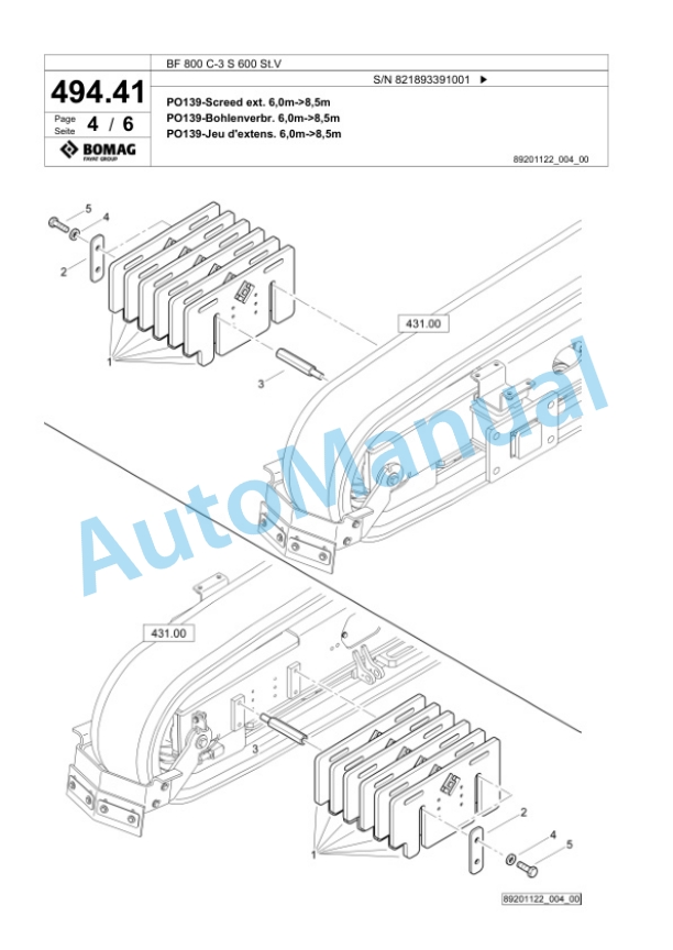 Bomag BF 800 C-3 S 600 St.V Paver Spare Parts Catalogue 00826407 2 Bomag BF 800 C-3 S 600 St.V Paver Spare Parts Catalogue 00826407-2