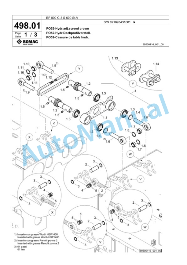 Bomag BF 800 C-3 S 600 St.V Paver Spare Parts Catalogue 00826985 4 Bomag BF 800 C-3 S 600 St.V Paver Spare Parts Catalogue 00826985-4