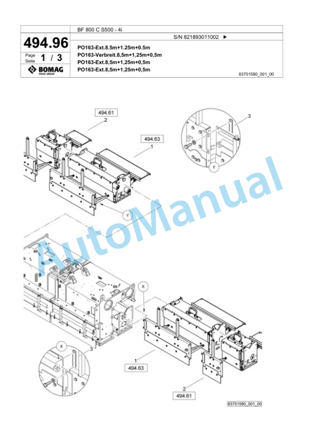 Bomag BF 800 C S500 - 4i Paver Spare Parts Catalogue 00824209 3 Bomag BF 800 C S500 - 4i Paver Spare Parts Catalogue 00824209-3