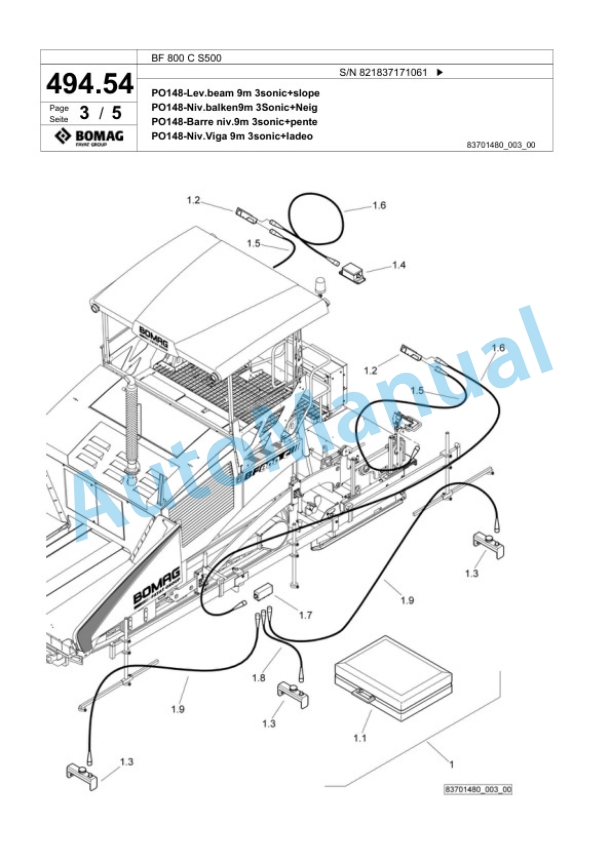 Bomag BF 800 C S500 Paver Spare Parts Catalogue 00800827 2 Bomag BF 800 C S500 Paver Spare Parts Catalogue 00800827-2