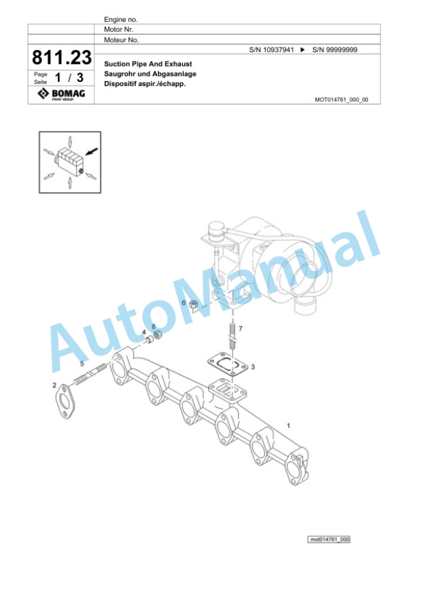 Bomag BF 800 C S500 Paver Spare Parts Catalogue 00800877 5 Bomag BF 800 C S500 Paver Spare Parts Catalogue 00800877-5