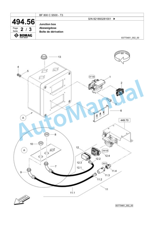 Bomag BF 800 C S500 - T3 Paver Spare Parts Catalogue 00800937 2 Bomag BF 800 C S500 - T3 Paver Spare Parts Catalogue 00800937-2