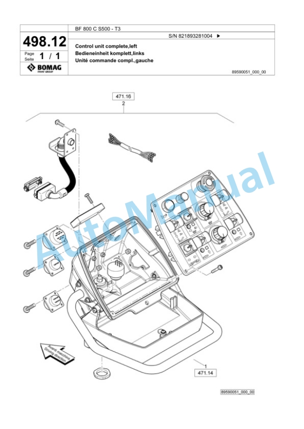 Bomag BF 800 C S500 - T3 Paver Spare Parts Catalogue 00800937 5 Bomag BF 800 C S500 - T3 Paver Spare Parts Catalogue 00800937-5
