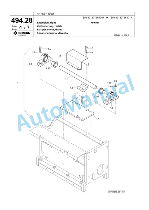 Bomag BF 800 C S600 Paver Spare Parts Catalogue 00800683 2 Bomag BF 800 C S600 Paver Spare Parts Catalogue 00800683-2