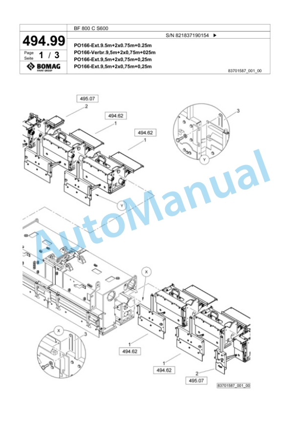 Bomag BF 800 C S600 Paver Spare Parts Catalogue 00800829 3 Bomag BF 800 C S600 Paver Spare Parts Catalogue 00800829-3