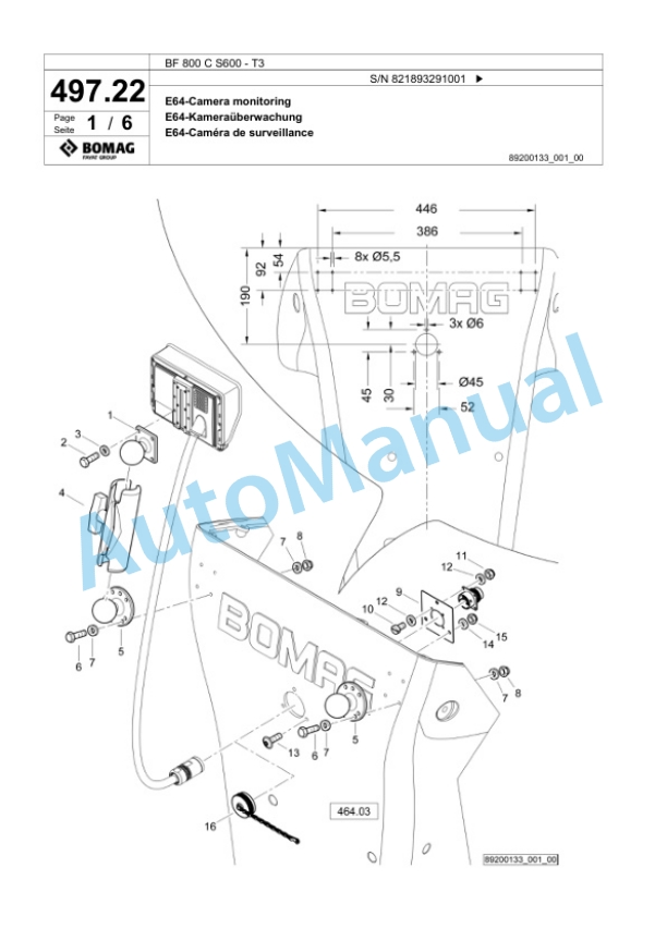 Bomag BF 800 C S600 - T3 Paver Spare Parts Catalogue 00800939 5 Bomag BF 800 C S600 - T3 Paver Spare Parts Catalogue 00800939-5