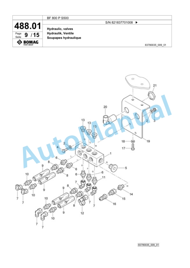 Bomag BF 800 P S500 Paver Spare Parts Catalogue 00800687 2 Bomag BF 800 P S500 Paver Spare Parts Catalogue 00800687-2