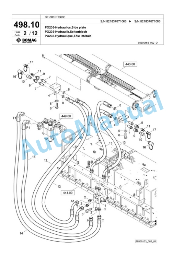 Bomag BF 800 P S600 Paver Spare Parts Catalogue 00800881 5 Bomag BF 800 P S600 Paver Spare Parts Catalogue 00800881-5
