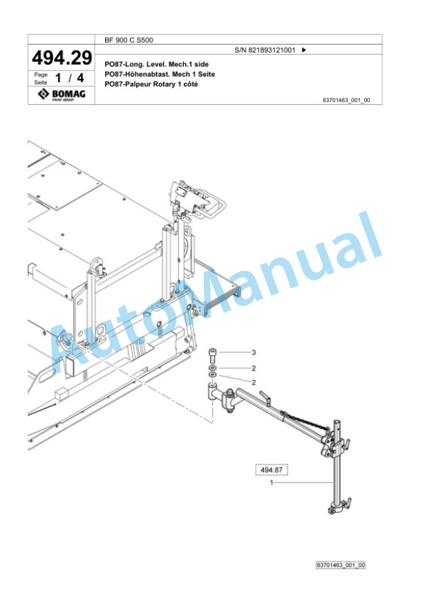 Bomag BF 900 C S500 Paver Spare Parts Catalogue 00800787 2 Bomag BF 900 C S500 Paver Spare Parts Catalogue 00800787-2