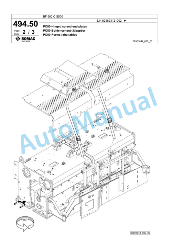 Bomag BF 900 C S500 Paver Spare Parts Catalogue 00800821 2 Bomag BF 900 C S500 Paver Spare Parts Catalogue 00800821-2