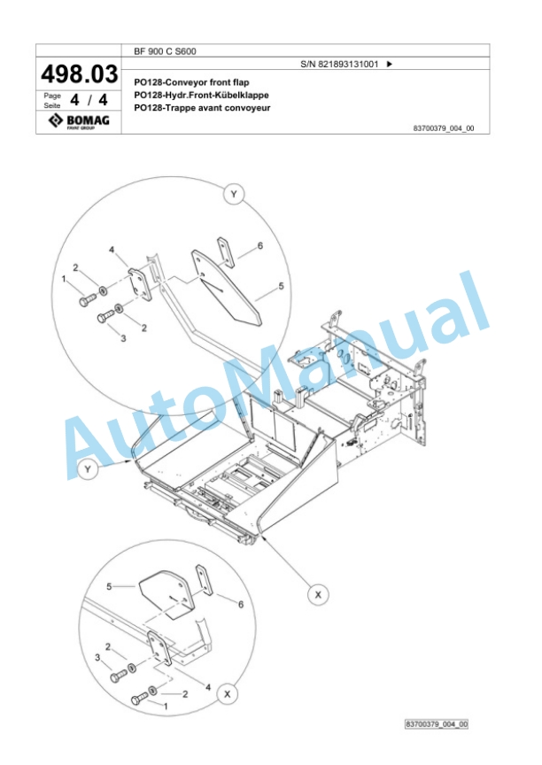 Bomag BF 900 C S600 Paver Spare Parts Catalogue 00800783 5 Bomag BF 900 C S600 Paver Spare Parts Catalogue 00800783-5