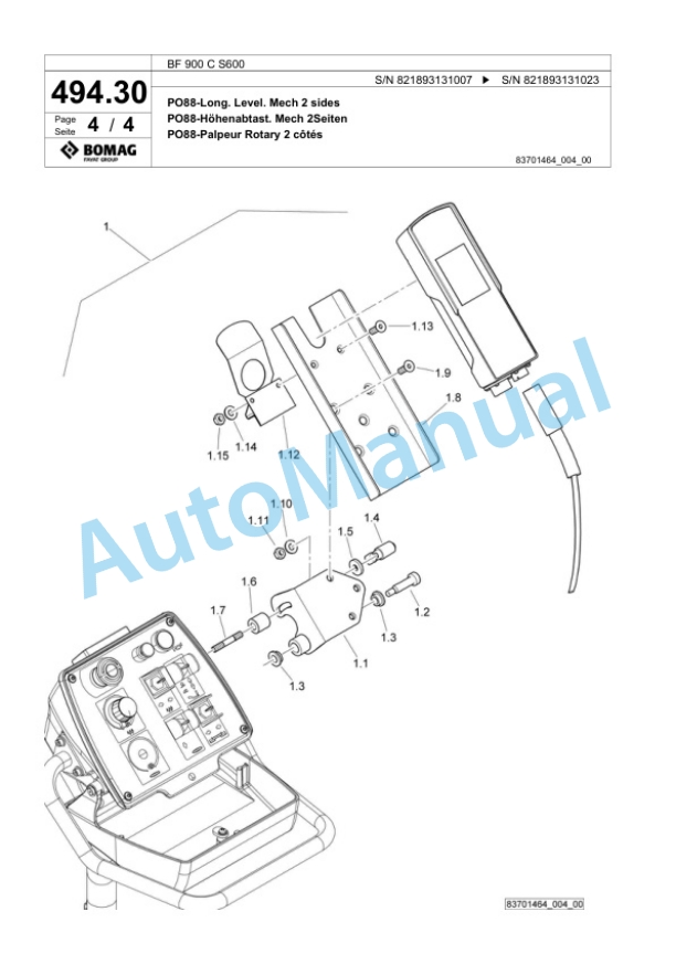 Bomag BF 900 C S600 Paver Spare Parts Catalogue 00800823 2 Bomag BF 900 C S600 Paver Spare Parts Catalogue 00800823-2