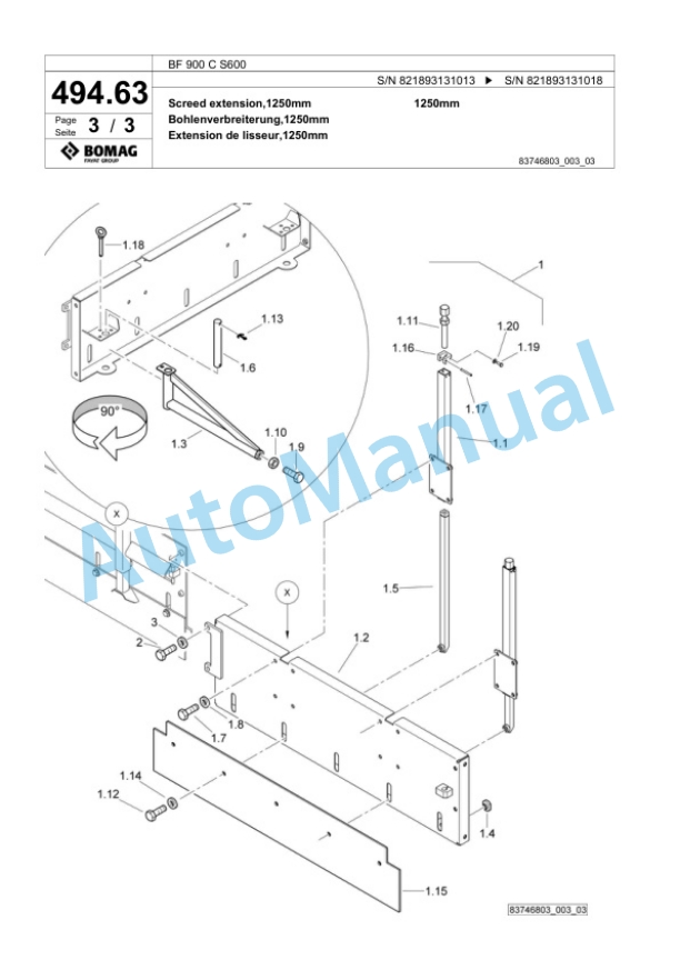 Bomag BF 900 C S600 Paver Spare Parts Catalogue 00800823 3 Bomag BF 900 C S600 Paver Spare Parts Catalogue 00800823-3