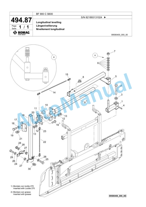 Bomag BF 900 C S600 Paver Spare Parts Catalogue 00800823 4 Bomag BF 900 C S600 Paver Spare Parts Catalogue 00800823-4