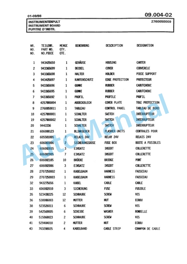 Bomag BG 110 TA Motor Grader Spare Parts Catalogue 00811219-3