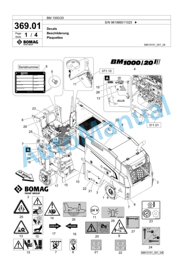 Bomag BM 1000-20 Cold Milling Planer Spare Parts Catalogue 00826453 2 Bomag BM 1000-20 Cold Milling Planer Spare Parts Catalogue 00826453-2