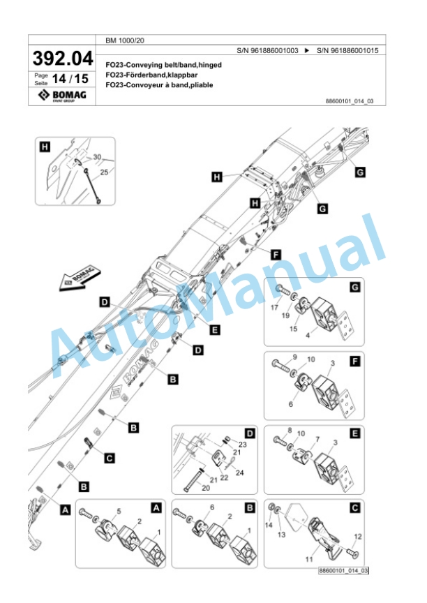 Bomag BM 1000-20 Cold Milling Planer Spare Parts Catalogue 00826455 5 Bomag BM 1000-20 Cold Milling Planer Spare Parts Catalogue 00826455-5