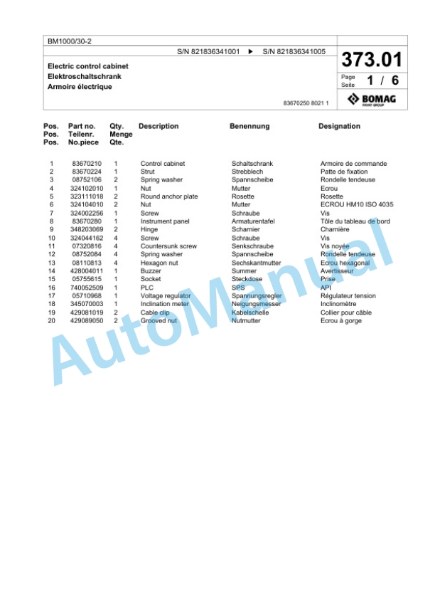 Bomag BM 1000-30-2 Cold Milling Planer Spare Parts Catalogue 00800665 2 Bomag BM 1000-30-2 Cold Milling Planer Spare Parts Catalogue 00800665-2