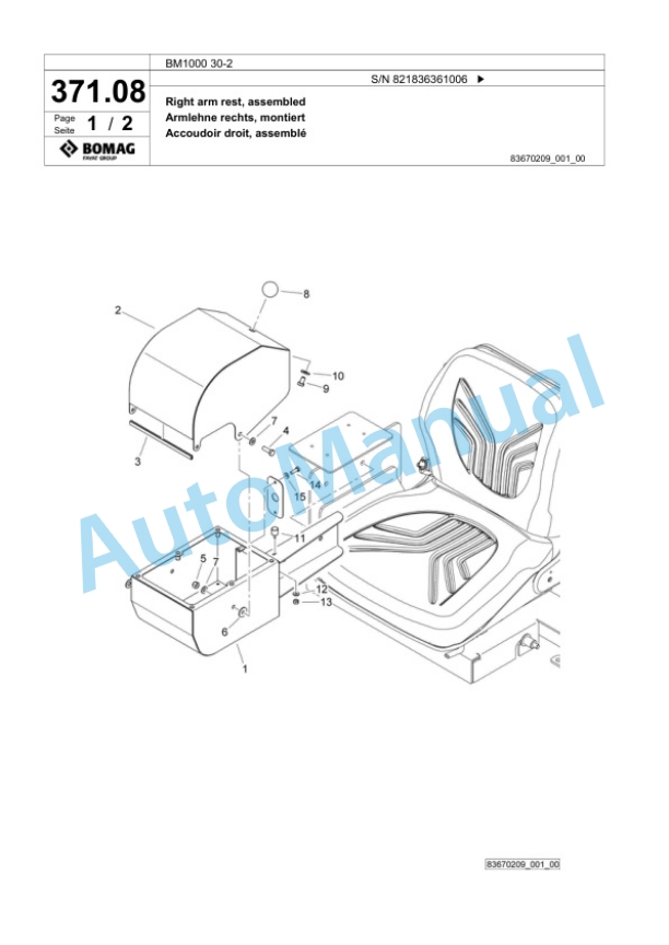 Bomag BM 1000-30-2 Cold Milling Planer Spare Parts Catalogue 00800667 2 Bomag BM 1000-30-2 Cold Milling Planer Spare Parts Catalogue 00800667-2