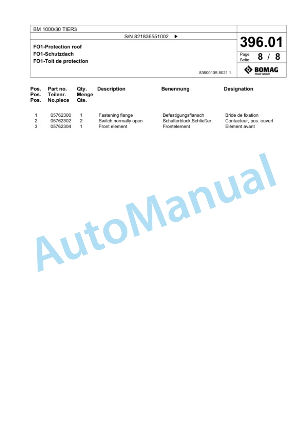 Bomag BM 1000-30 TIER3 Cold Milling Planer Spare Parts Catalogue 00825091 5 Bomag BM 1000-30 TIER3 Cold Milling Planer Spare Parts Catalogue 00825091-5