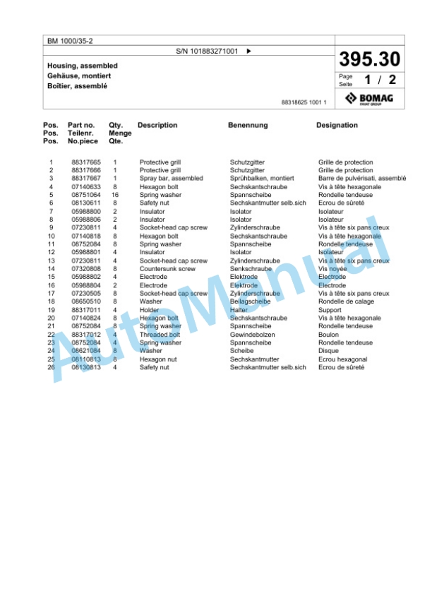 Bomag BM 1000-35-2 Cold Milling Planer Spare Parts Catalogue 00826457 5 Bomag BM 1000-35-2 Cold Milling Planer Spare Parts Catalogue 00826457-5