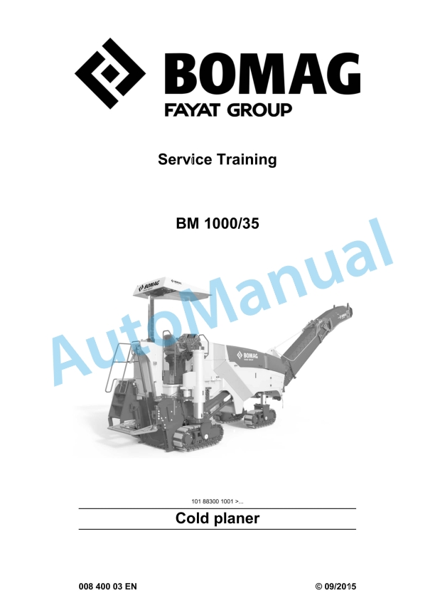 Bomag BM 1000-35 Cold Planer Service Training 00840003