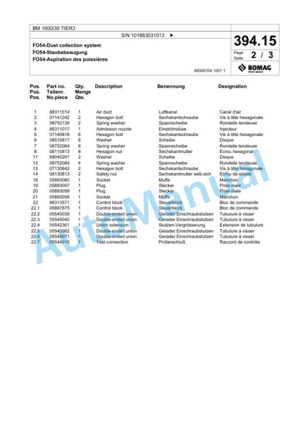 Bomag BM 1000-35 TIER3 Cold Milling Planer Spare Parts Catalogue 00824569 4 Bomag BM 1000-35 TIER3 Cold Milling Planer Spare Parts Catalogue 00824569-4