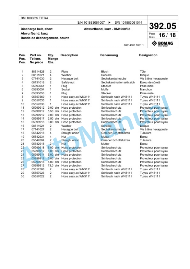 Bomag BM 1000-35 TIER4 Cold Milling Planer Spare Parts Catalogue 00824795 4 Bomag BM 1000-35 TIER4 Cold Milling Planer Spare Parts Catalogue 00824795-4