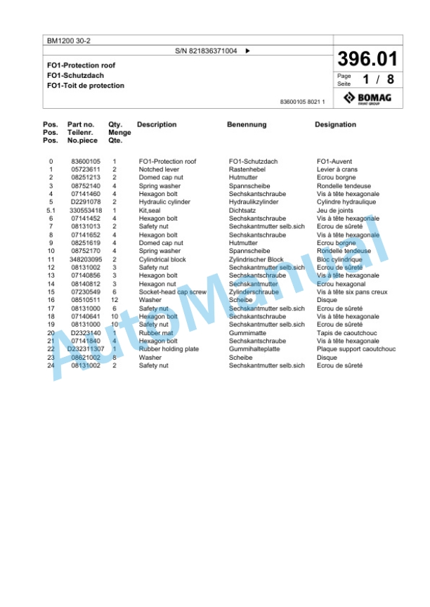 Bomag BM 1200 30-2 Cold Milling Planer Spare Parts Catalogue 00800671 5 Bomag BM 1200 30-2 Cold Milling Planer Spare Parts Catalogue 00800671-5