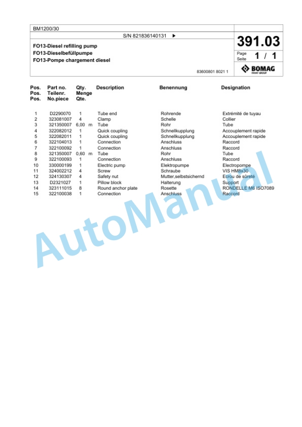 Bomag BM 1200-30 Cold Milling Planer Spare Parts Catalogue 00800617 3 Bomag BM 1200-30 Cold Milling Planer Spare Parts Catalogue 00800617-3