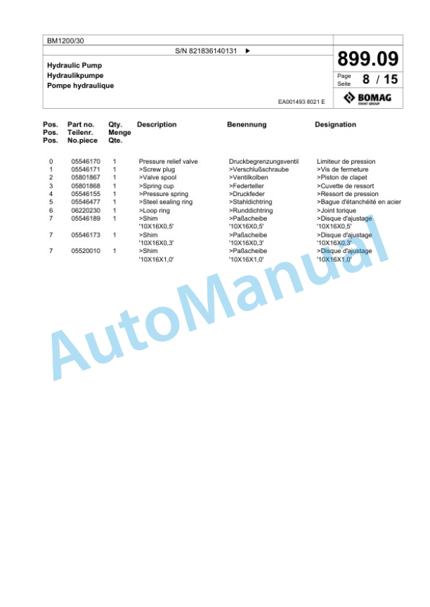 Bomag BM 1200-30 Cold Milling Planer Spare Parts Catalogue 00800617 5 Bomag BM 1200-30 Cold Milling Planer Spare Parts Catalogue 00800617-5