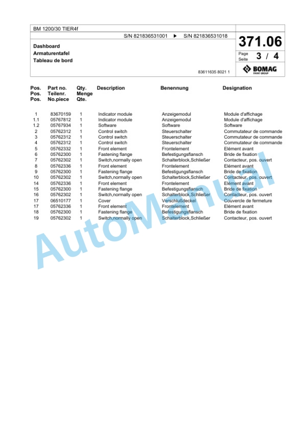 Bomag BM 1200-30 TIER4f Cold Milling Planer Spare Parts Catalogue 00824963 2 Bomag BM 1200-30 TIER4f Cold Milling Planer Spare Parts Catalogue 00824963-2