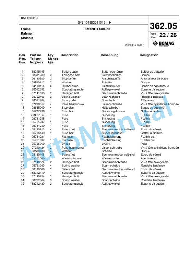 Bomag BM 1200-35 Cold Milling Planer Spare Parts Catalogue 00824533 2 Bomag BM 1200-35 Cold Milling Planer Spare Parts Catalogue 00824533-2