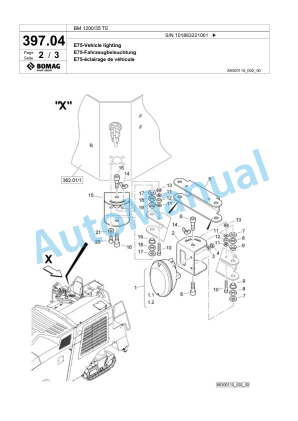 Bomag BM 1200-35 TE Cold Milling Planer Spare Parts Catalogue 00825877-4