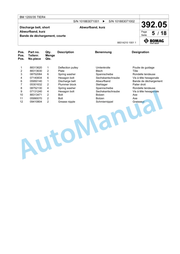 Bomag BM 1200-35 TIER4 Cold Milling Planer Spare Parts Catalogue 00824797 3 Bomag BM 1200-35 TIER4 Cold Milling Planer Spare Parts Catalogue 00824797-3