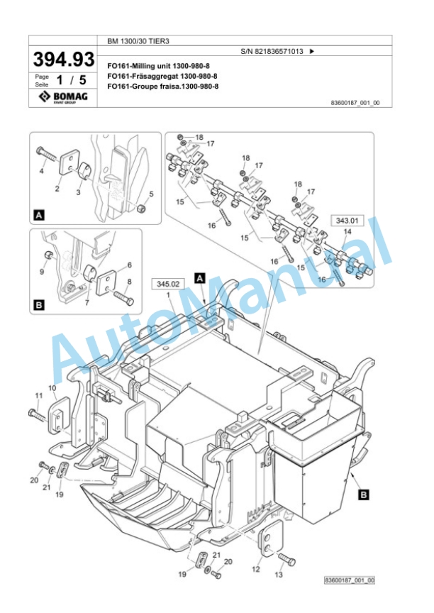 Bomag BM 1300-30 TIER3 Cold Milling Planer Spare Parts Catalogue 00825095 4 Bomag BM 1300-30 TIER3 Cold Milling Planer Spare Parts Catalogue 00825095-4