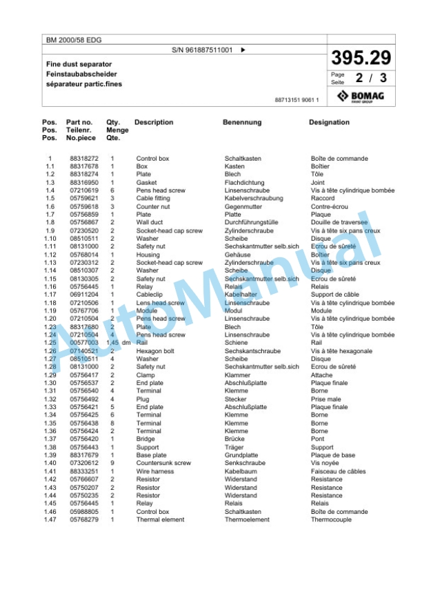 Bomag BM 2000-58 EDG Cold Milling Planer Spare Parts Catalogue 00827129 4 Bomag BM 2000-58 EDG Cold Milling Planer Spare Parts Catalogue 00827129-4