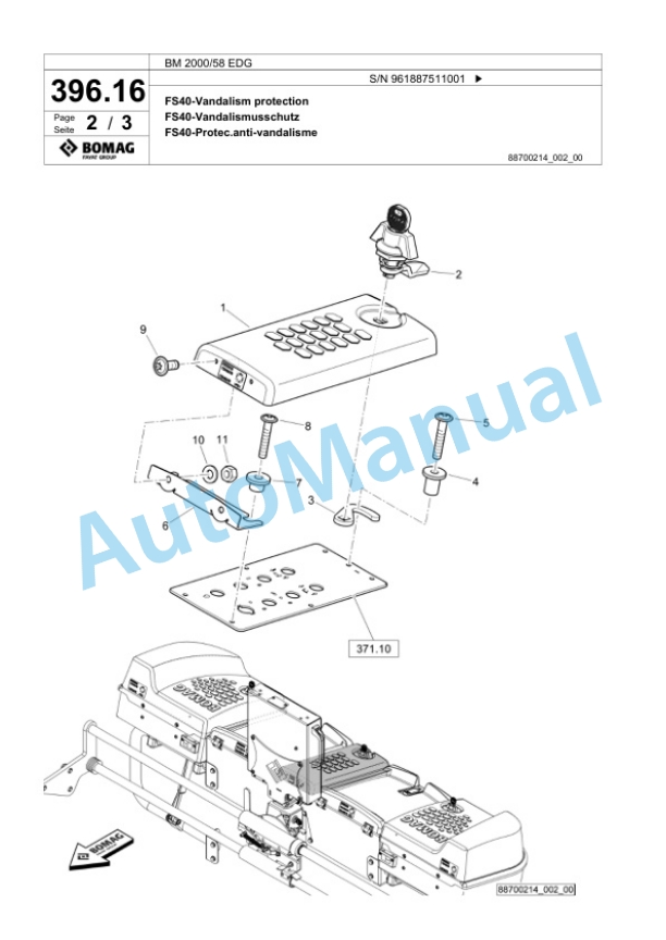 Bomag BM 2000-58 EDG Cold Milling Planer Spare Parts Catalogue 00827129 5 Bomag BM 2000-58 EDG Cold Milling Planer Spare Parts Catalogue 00827129-5