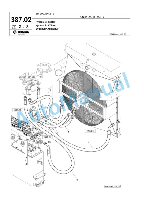 Bomag BM 2000-60-2 T3 Cold Milling Planer Spare Parts Catalogue 00826227 3 Bomag BM 2000-60-2 T3 Cold Milling Planer Spare Parts Catalogue 00826227-3