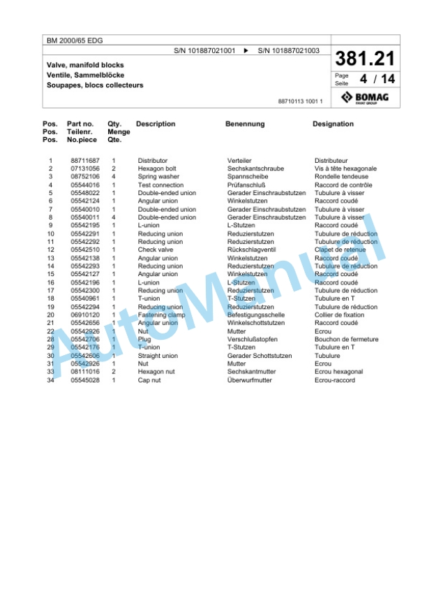 Bomag BM 2000-65 EDG Cold Milling Planer Spare Parts Catalogue 00826661 2 Bomag BM 2000-65 EDG Cold Milling Planer Spare Parts Catalogue 00826661-2