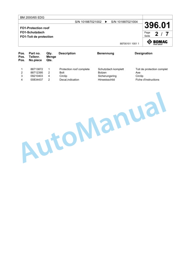 Bomag BM 2000-65 EDG Cold Milling Planer Spare Parts Catalogue 00826661 4 Bomag BM 2000-65 EDG Cold Milling Planer Spare Parts Catalogue 00826661-4