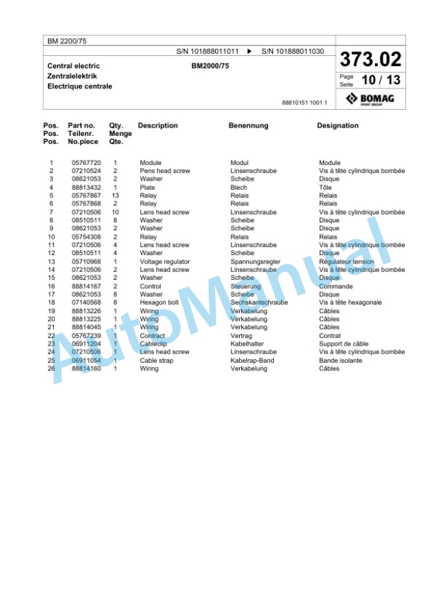 Bomag BM 2000-75 Cold Milling Planer Spare Parts Catalogue 00824801 2 Bomag BM 2000-75 Cold Milling Planer Spare Parts Catalogue 00824801-2