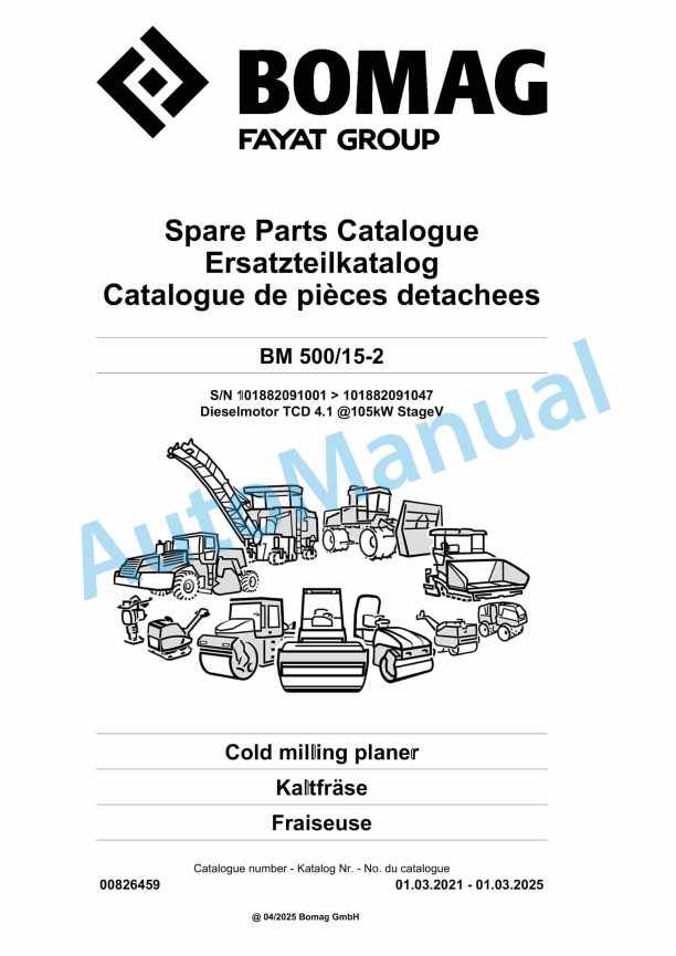 Bomag BM 500-15-2 Cold Milling Planer Spare Parts Catalogue 00826459